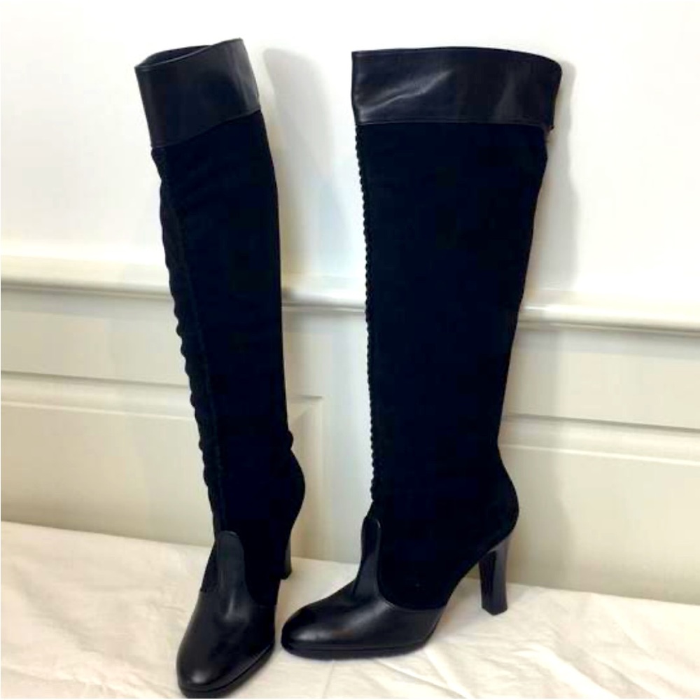 Cole haan black leather and suede boots